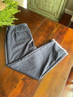 Talbots Cotton Navy Blue Rick-Rack Slim Crop Pants Size 8